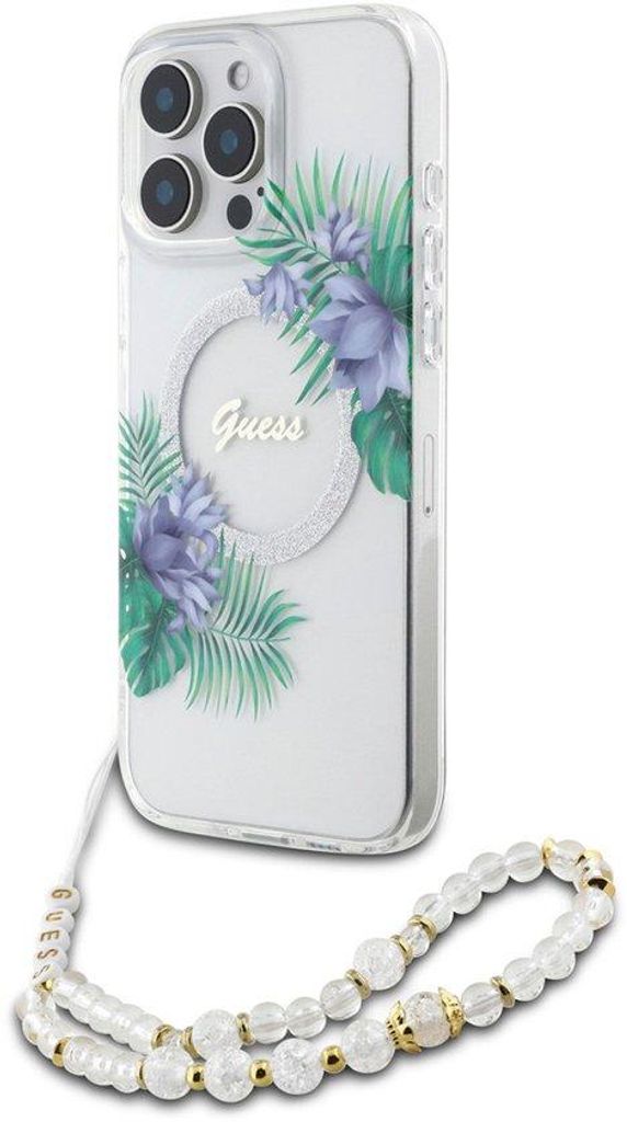 Guess iPhone 16 Pro Back cover case - Magsafe IML - Flower Wreath Design &