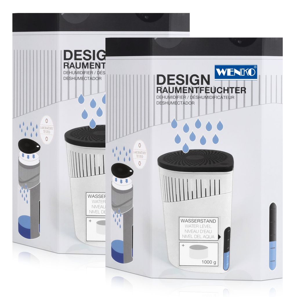 Wenko 50240100 Design Raumentfeuchter Drop 1000g - Weiß (2er Pack)