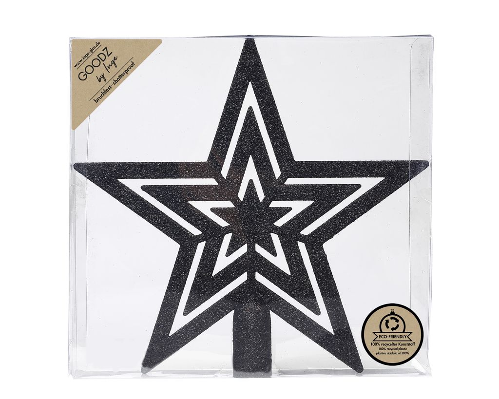 Christbaumspitze Stern 21,5cm Kunststoff mit Glitzer - Produktbild 