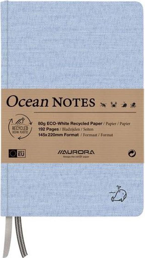 Aurora - Notizbuch Ocean A5 192 Seiten liniert 80gr Leinenstruktur Einband blau