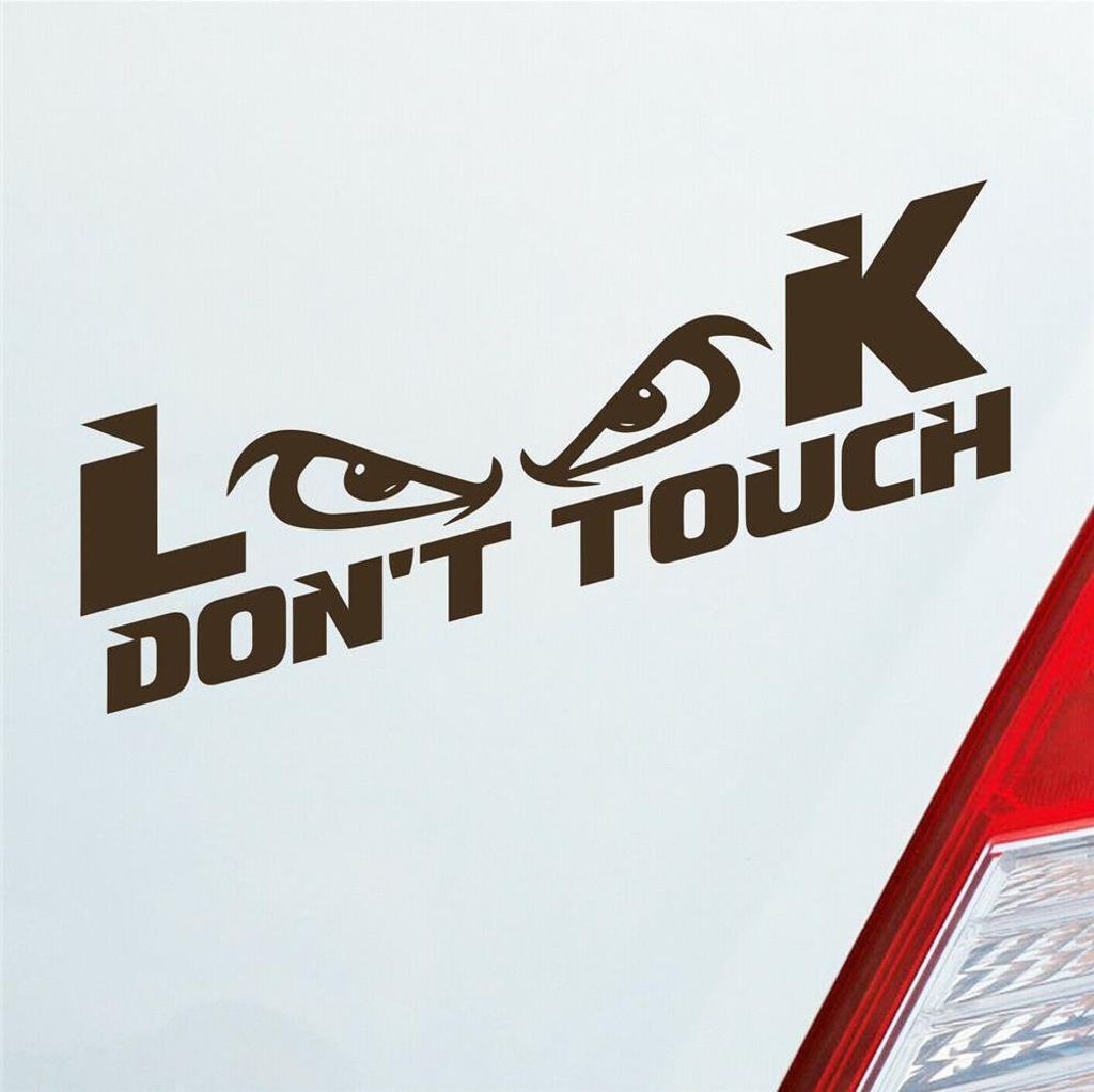 Auto Aufkleber Look Dont Touch Bad Eyes Böser Blick Monster Tuning 15x4 cm Braun Sticker Heckscheibenaufkleber