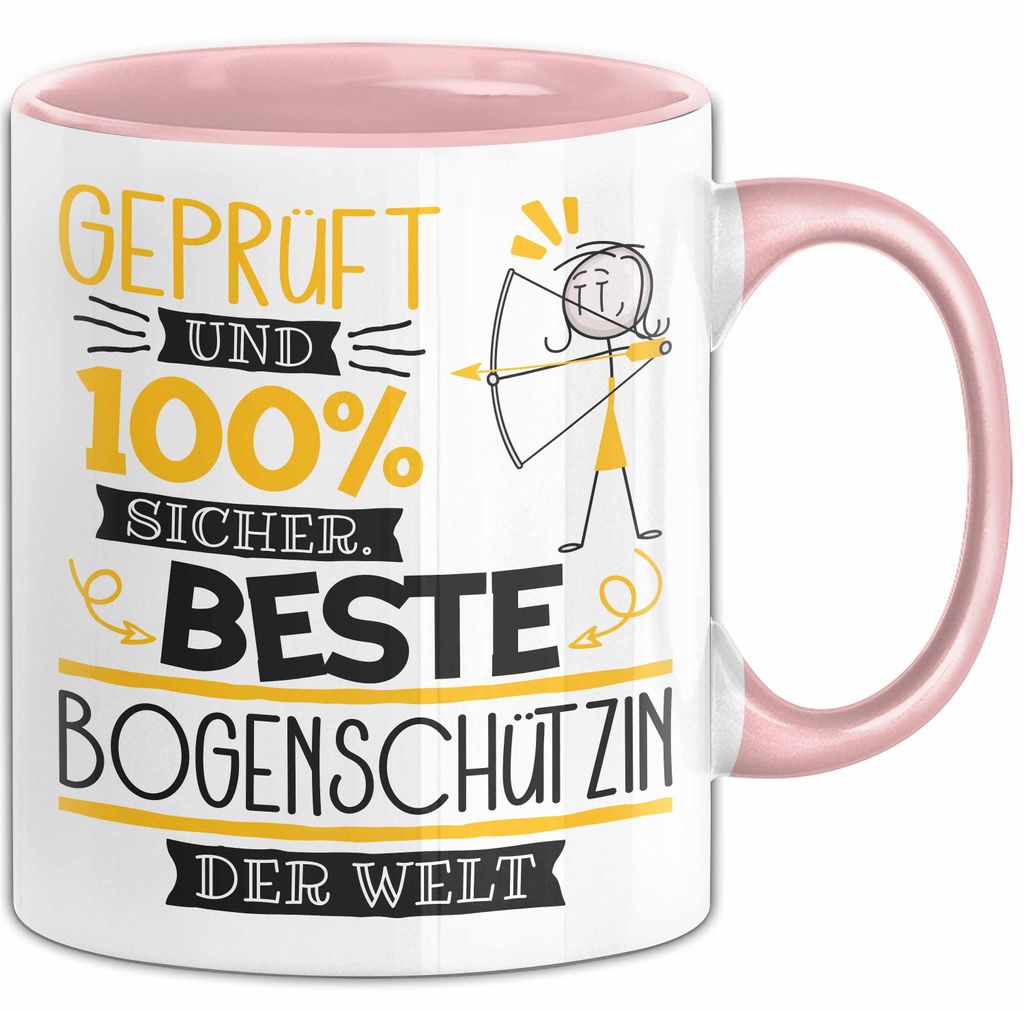 Beste Bogenschützin Der Welt Tasse Geschenk für Eine Bogenschützin Und Sicher Geschenkidee Geburtstag Weihnachten (Rosa)