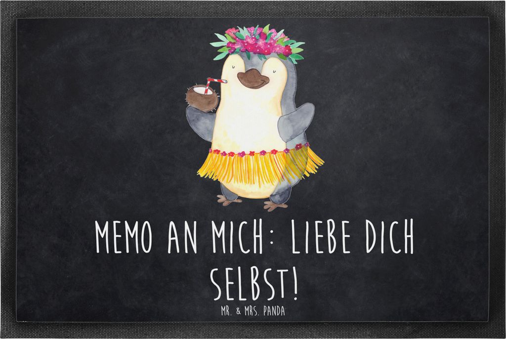 Mr. & Mrs. Panda fußmatte Pinguin Kokosnuss 60 x 90 cm - Kreidetafel - Geschenk, Schmutzfangmatte, Gummimatte, Schmutzmatte, Ferien, Türmatte, Ur...