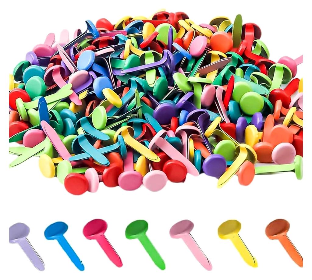 Musterbeutelklammern Metall 300 Stück Rundkopfklammern Mini Brads Leicht und Wiederverwendbar für Schule Büro Papier Basteln Handwerk DIY