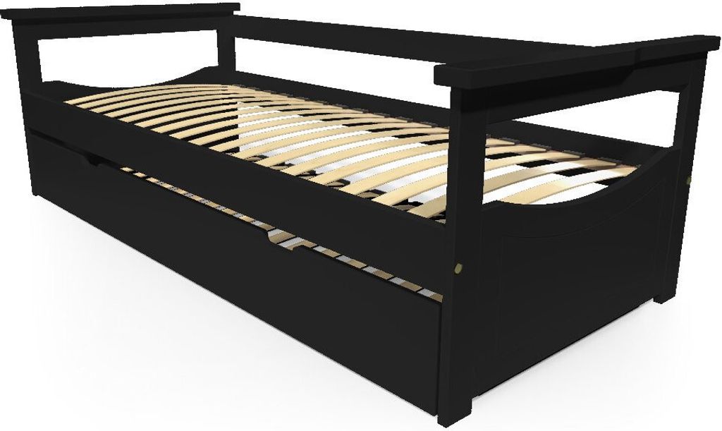 Ausziehbares bett 90x190 Topaze aus Massivholz - Schwarz