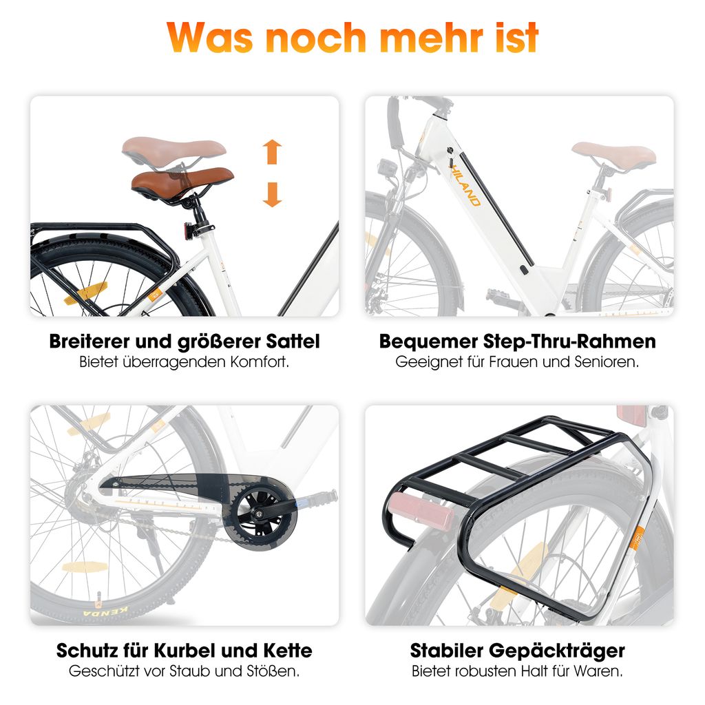 Hiland 26 Zoll Elektrofahrrad für Männer Frauen, 7.8Ah 36V Produktbild 4