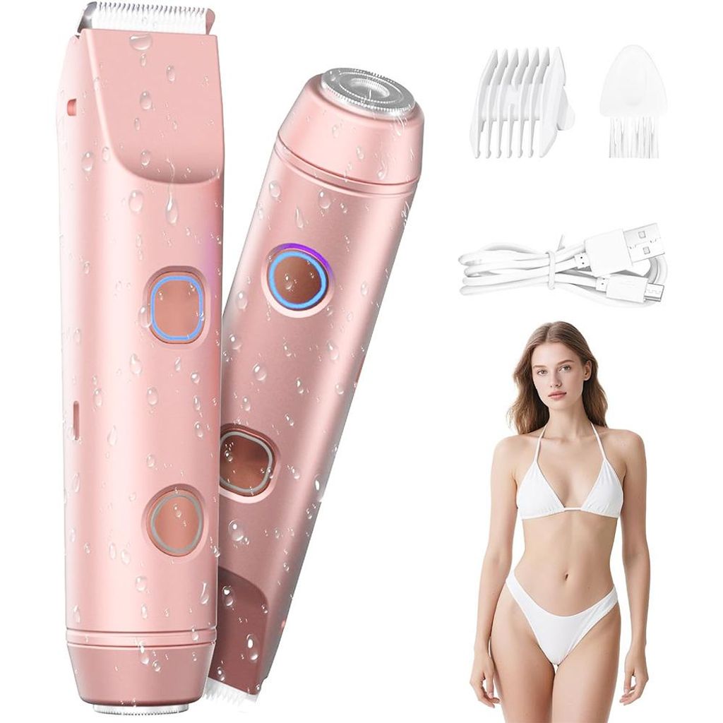 Elektrische Rasierer, Elektrischer Rasierer für Frauen, Elektrischer 2-in-1-Epilierer, intimrasierer für frauen, Tragbar und kompakt,geringes Rau...
