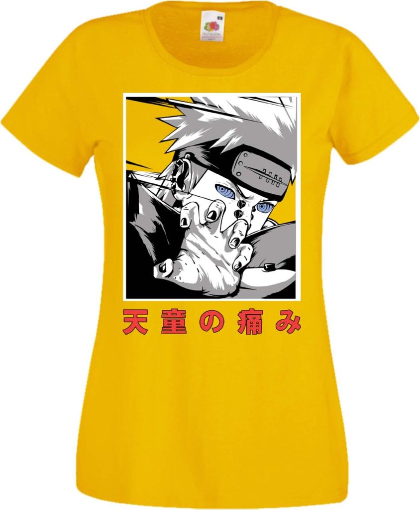 Damen T-Shirt Manga Anime Naruto Nagato Pain, Lady L / Gelb