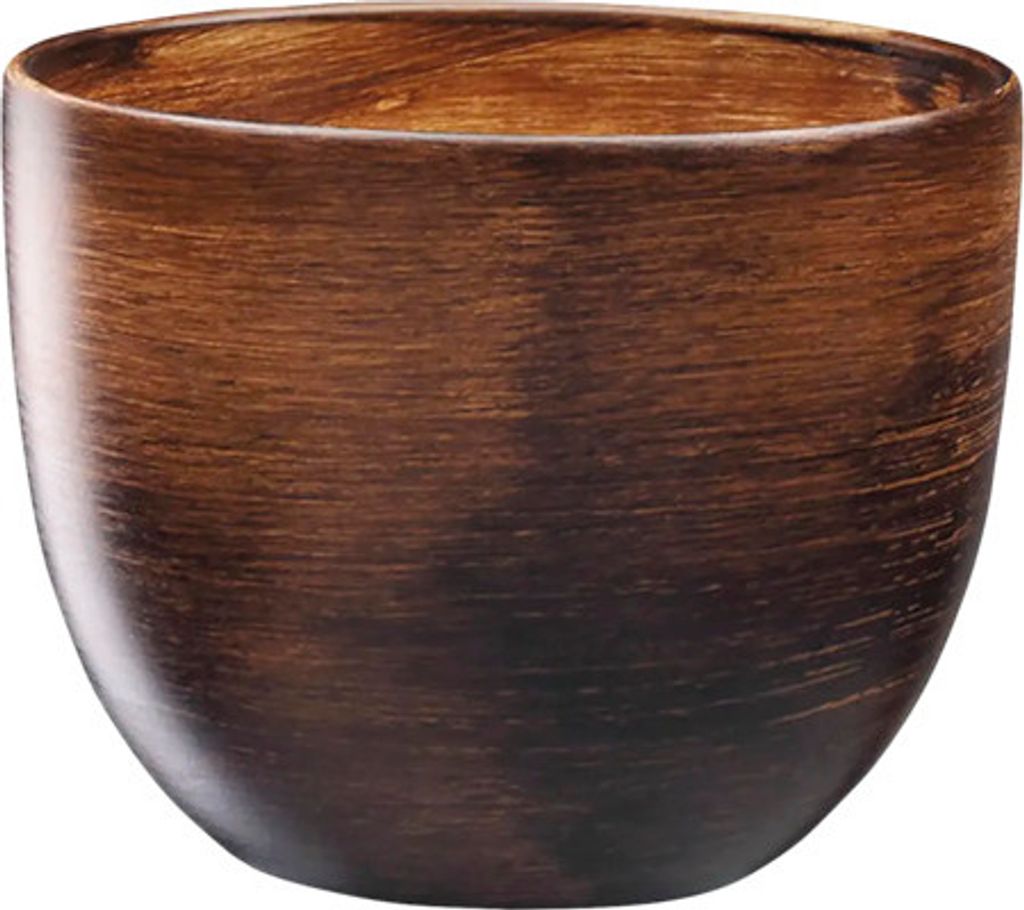 Cache pot en céramique PURKYNE WOOD Ø 13 x 11 cm mat brun Image du produit 