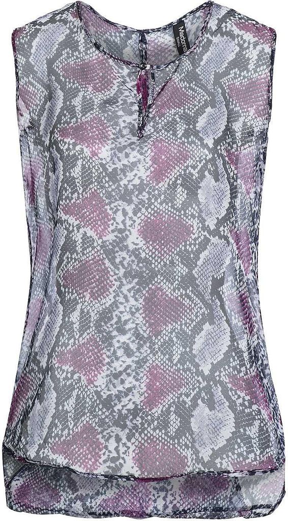 Madonna Top Damen WEIKE Chiffon Trägertop in Schlangenoptik MF-408050 Schwarz-Lila S