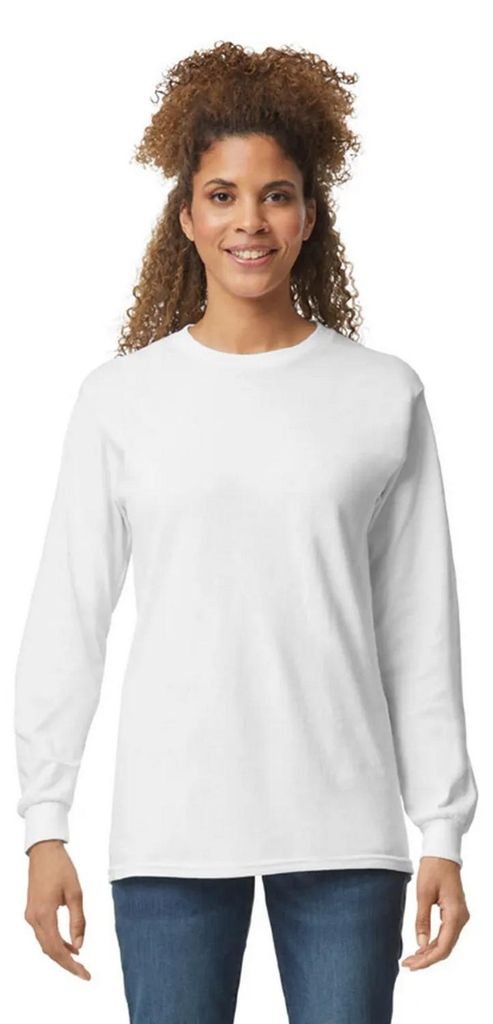 Gildan - T-Shirt für Herren/Damen Uni Langärmlig LT1356 (L) (Weiß)