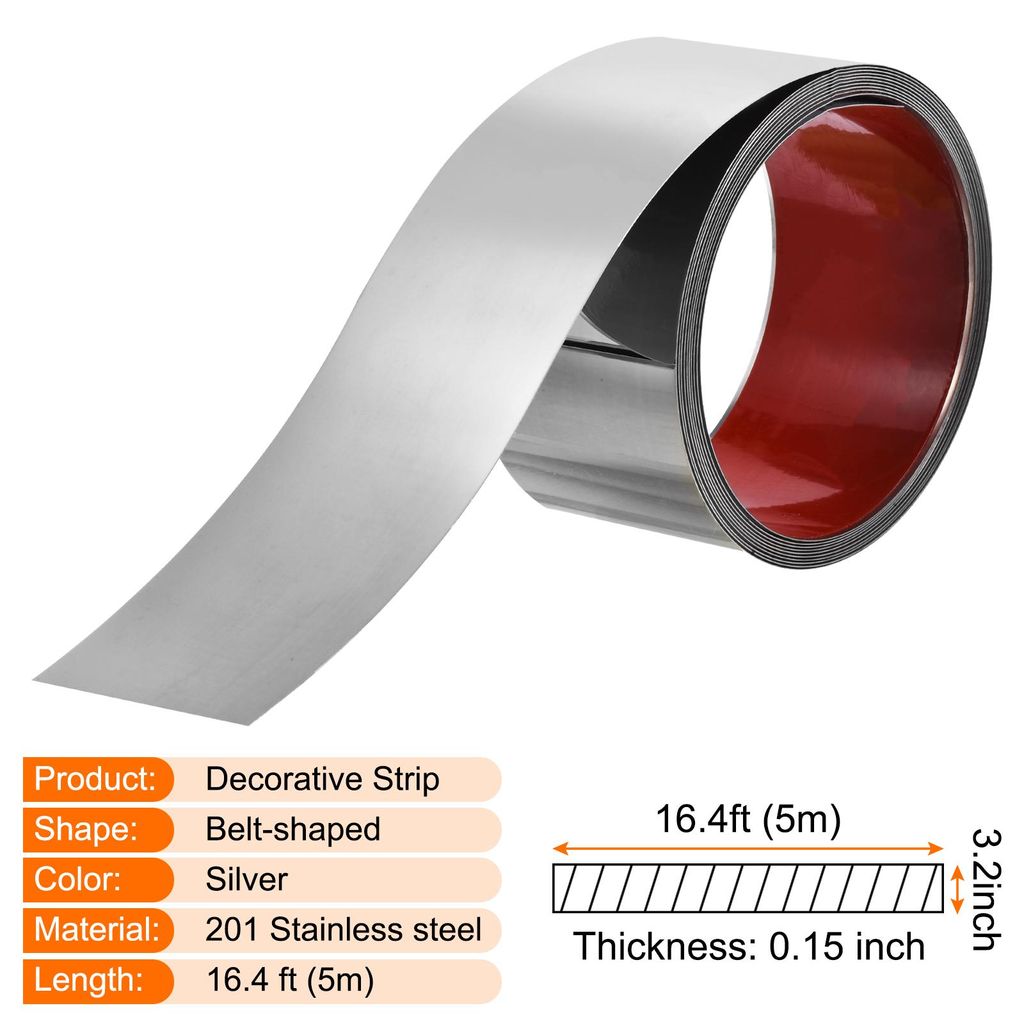Wandleisten Selbstklebend Edelstahl 5m x 8cm Zierleisten Metallisierte Spiegel Wandverkleidung mit Handschuhe fš¹r Spiegelrahmenkante Tš¹r Deck...