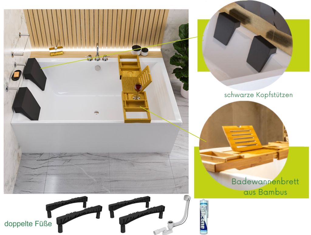 ECOLAM Badewanne Crown 190x120 cm Duobadwanne für zwei Produktbild 3