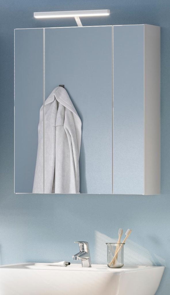 Badezimmer Spiegelschrank "Telly" in weiß Badschrank 3-türig 60 x 70 cm
