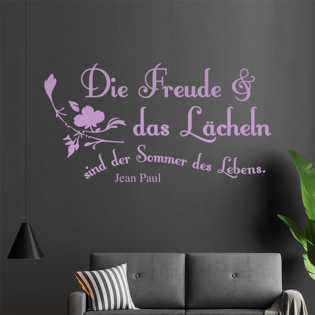 Die Freude und das Lächeln... Wandtattoo in 6 Größen - Wandaufkleber Wall Sticker - Dekoration, Küche, Wohnzimmer, Schlafzimmer, Badezimmer