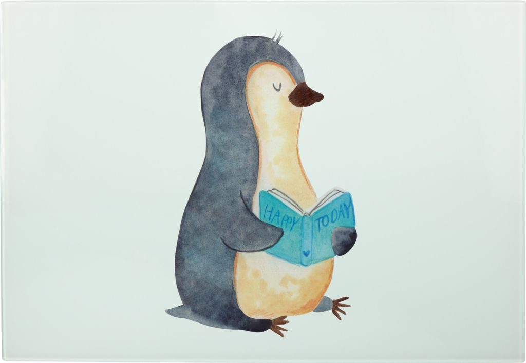 Mr. & Mrs. Panda schneidbrett Pinguin Buch - Weiß - Geschenk, Urlaub, Glasschneidebrett, Nichtstun, Lesen, Glas-Schneidebrett, Schneidebrett, Küc...