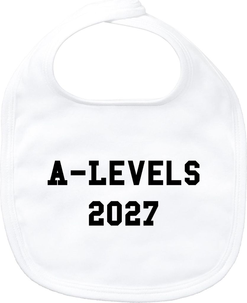 Huuraa Baby Lätzchen A-Levels 2027 Abschluss Großbritannien White Klettverschluss Baumwolle Latz Geschenkidee