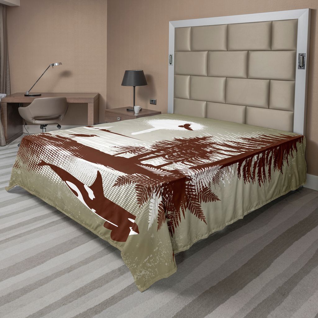 ABAKUHAUS Nautisch Bettlaken, Komplexe West Coast Landschaft Graffiti Style Natur Inspiriert Kunstdruck, weiches bequemes oberes Bettlaken für ein...