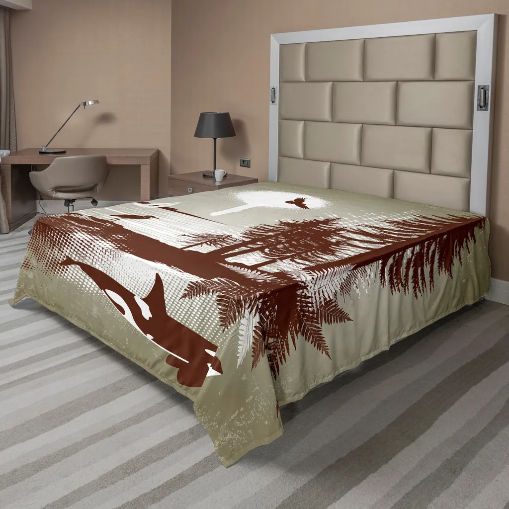 Drap de Lit Supérieur Imprimé Artistique Nature Vert Sauge 244 x 205 cm