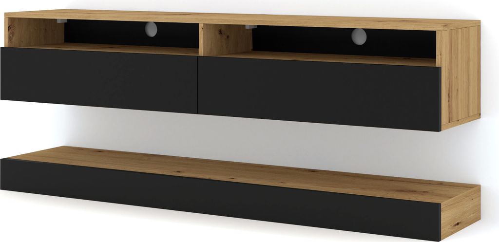 TV-Wand 2-türig 160 cm Vega Holz und Schwarz