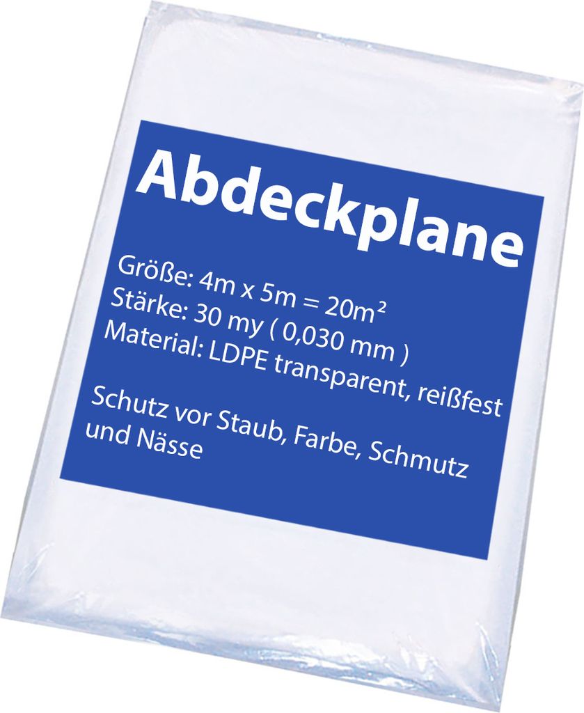Abdeckfolie Malerplane 4x5m Schutzfolie 30my Profi 5 Stück 50m²