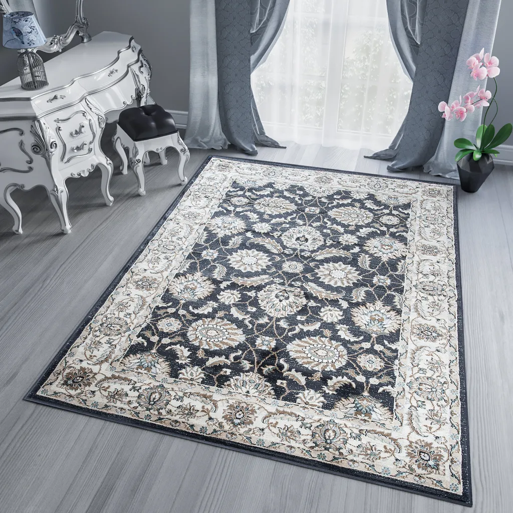 Tapis Salon 300x400 cm Oekotex : Solution Déco Saine Classique Anthracite - 4