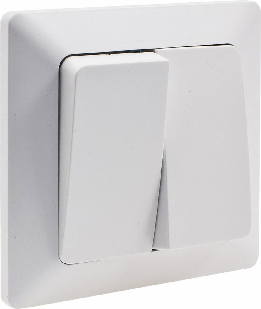 ChiliTec 22774 MILOS Serien-Schalter 2-fach weiß matt 250V/ 10A, inkl. Rahmen, UP