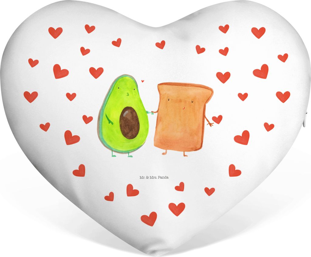 Mr. & Mrs. Panda Dekokissen Avocado Toast - Weiß - Geschenk, Kuschelkissen, Sofakissen, Herzkissen, Liebe, dekoartikel, Ich dich Kissen, Toastbrot...