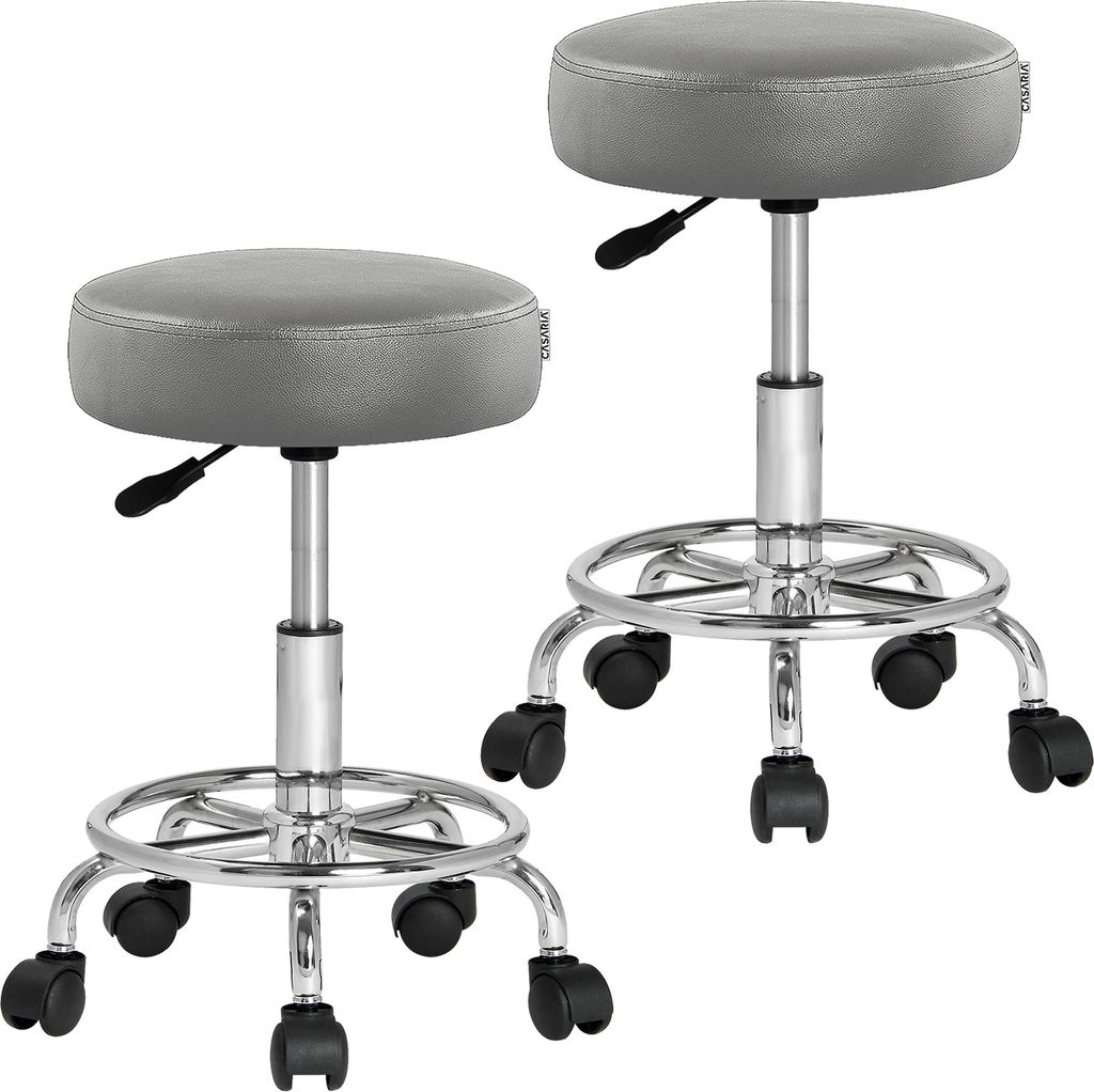 Tabouret à roulettes set de 2 réglable en hauteur 51-65 cm Image du produit 
