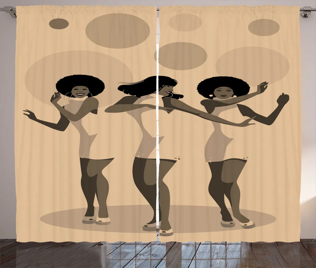 ABAKUHAUS Rideau Rétro Rustique Chanteurs Années 60 Taupe 280x225 cm