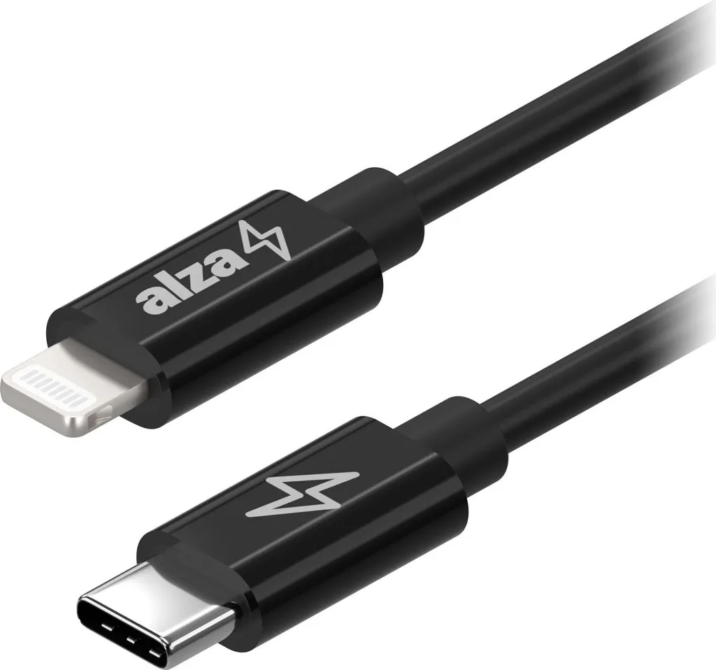 Câble USB-C vers Lightning MFi AlzaPower robuste et ultra court noir