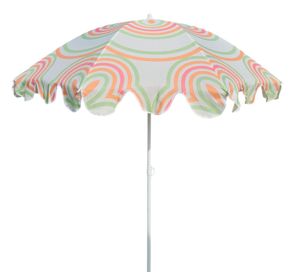 Sonnenschirm Strandschirm UV 30+ Balkonschirm grün Kreise Streifen