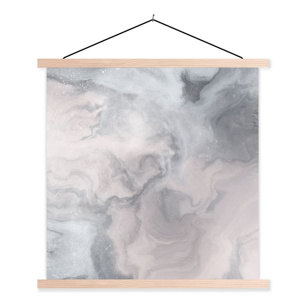 MuchoWow Textilposter Wolken - Abstrakt - Malen 120x120 cm mit holzfarbenen Rahmen - Textil-Poster