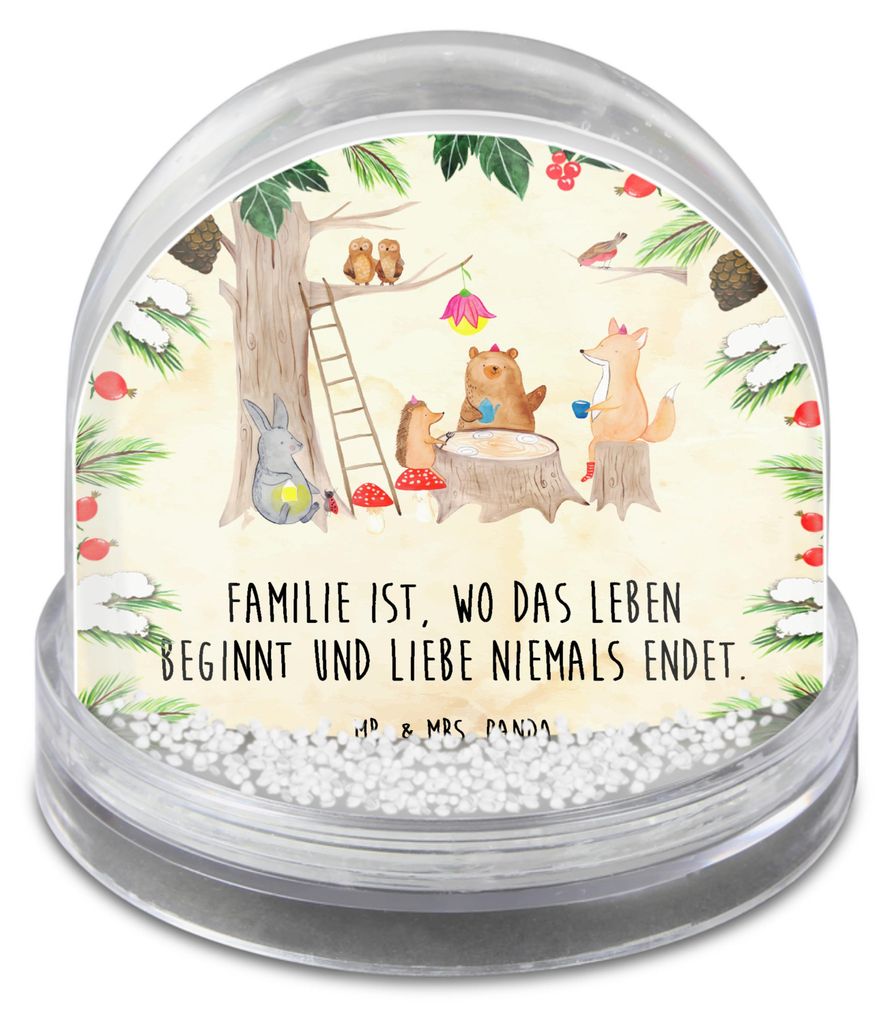 Mr. & Mrs. Panda Schneekugel Weihnachten Waldtiere Picknick - Naturpapier - Geschenk, Eichhörnchen, Hase, Maus, Weihnachts, Igel, Fuchs, schnee ku...