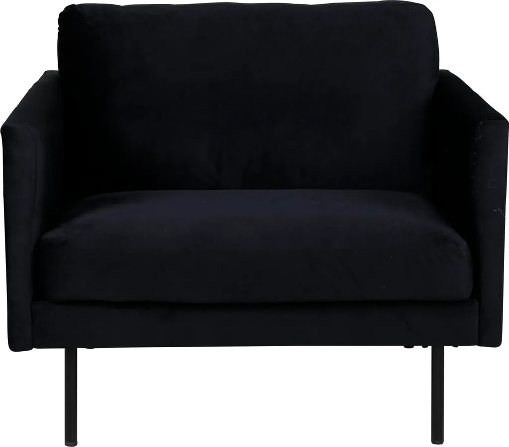 Fauteuil velours noir Zoom structure robuste et finitions premium luxe