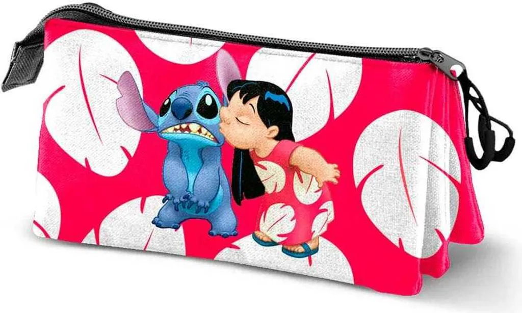 Trousse Lilo & Stitch Kiss 3 Compartiments avec Fermeture Zippée Solide