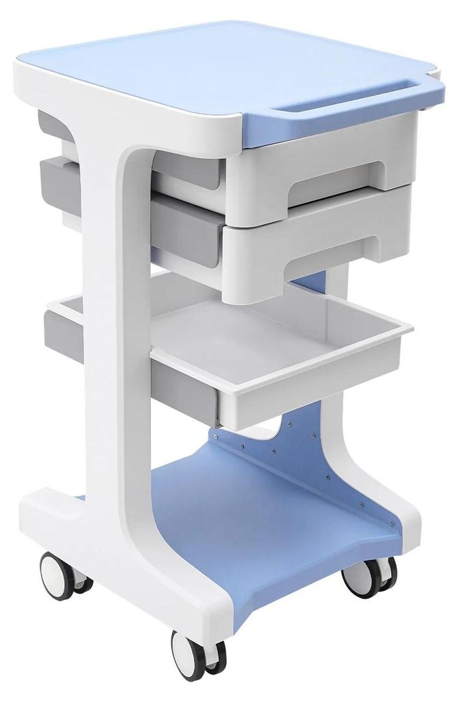 Friseurwagen - Salon Rollwagen - 3 Ebenen - 2 Schubladen - Mit Rollen - Max. 50 kg - 41 x 41 x 67 cm - Kunststoffrahmen