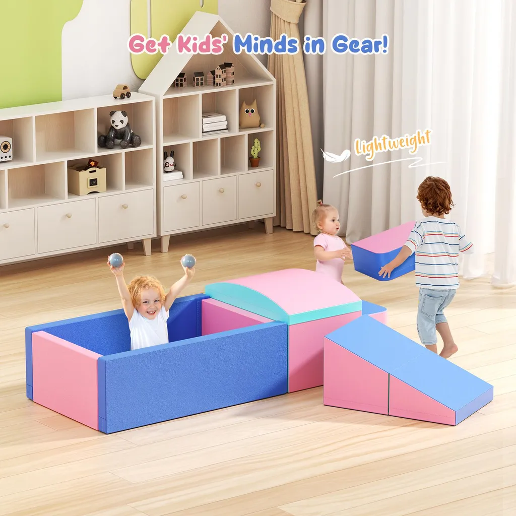 Jouer sans risque : Blocs mousse Softplay pour grimper et ramper - 9 pièces