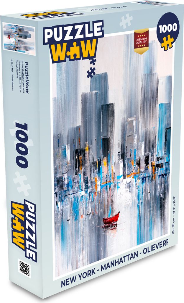 MuchoWow Puzzle 1000 Teile New York - Manhattan - Ölfarbe - Spielzeug - Alt und Jung - Spiele - Puzzeln