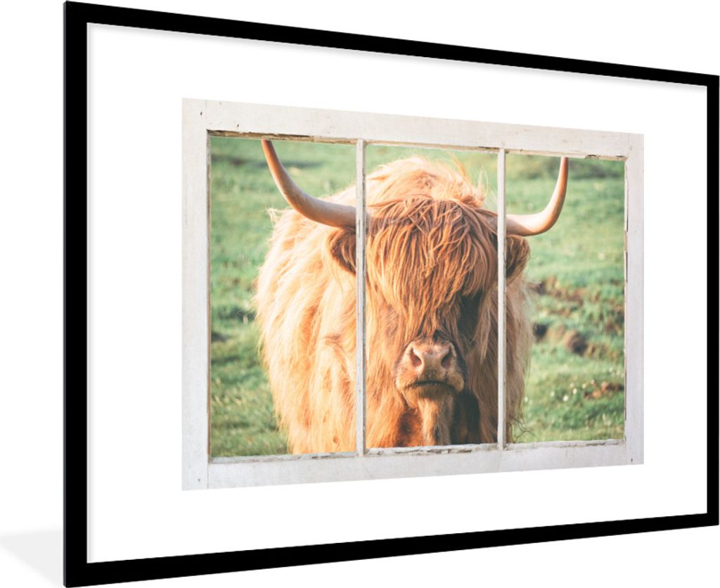 MuchoWow® Gerahmtes Poster Schottische Highlander - Natur - Produktbild 