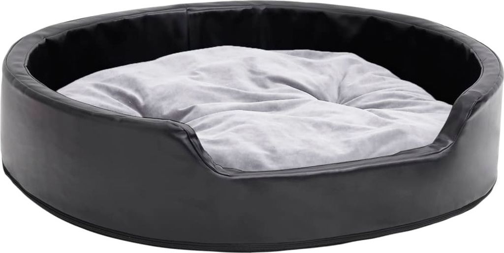 vidaXL Hundebett Schwarz-Grau 79x70x19 cm Plüsch und Kunstleder