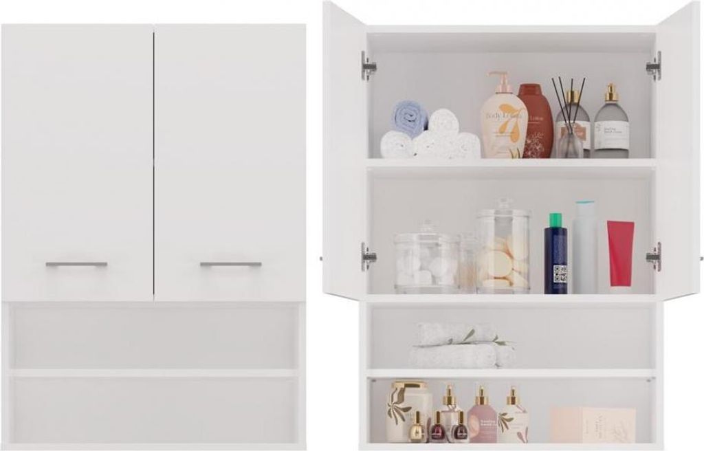 Skříňka nad pračku Pola Mini DK 64x30x90 cm Bílá lesklá Obrázek produktu 