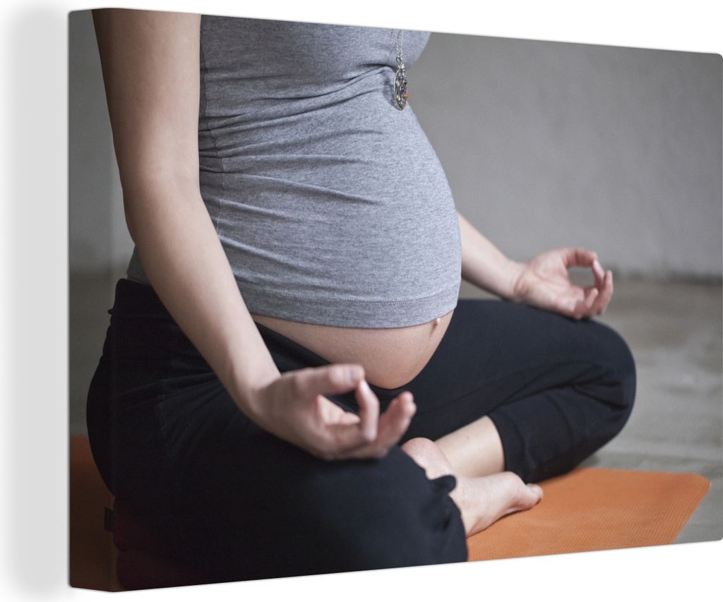 OneMillionCanvasses - Leinwandbilder - 140x90 cm, Eine schwangere Frau beim Yoga, Wandbilder Kunstdruck Wanddekoration - Foto auf Leinwand - Gem...