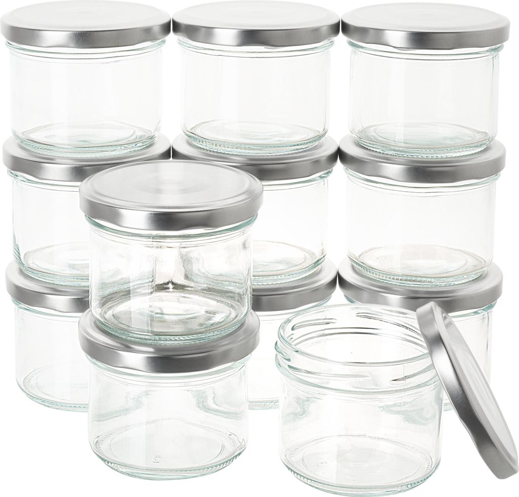 VBS XXL Gläser mit Schraubdeckel 12er Set 150 ml 7 cm Durchmesser 6.5 cm Höhe