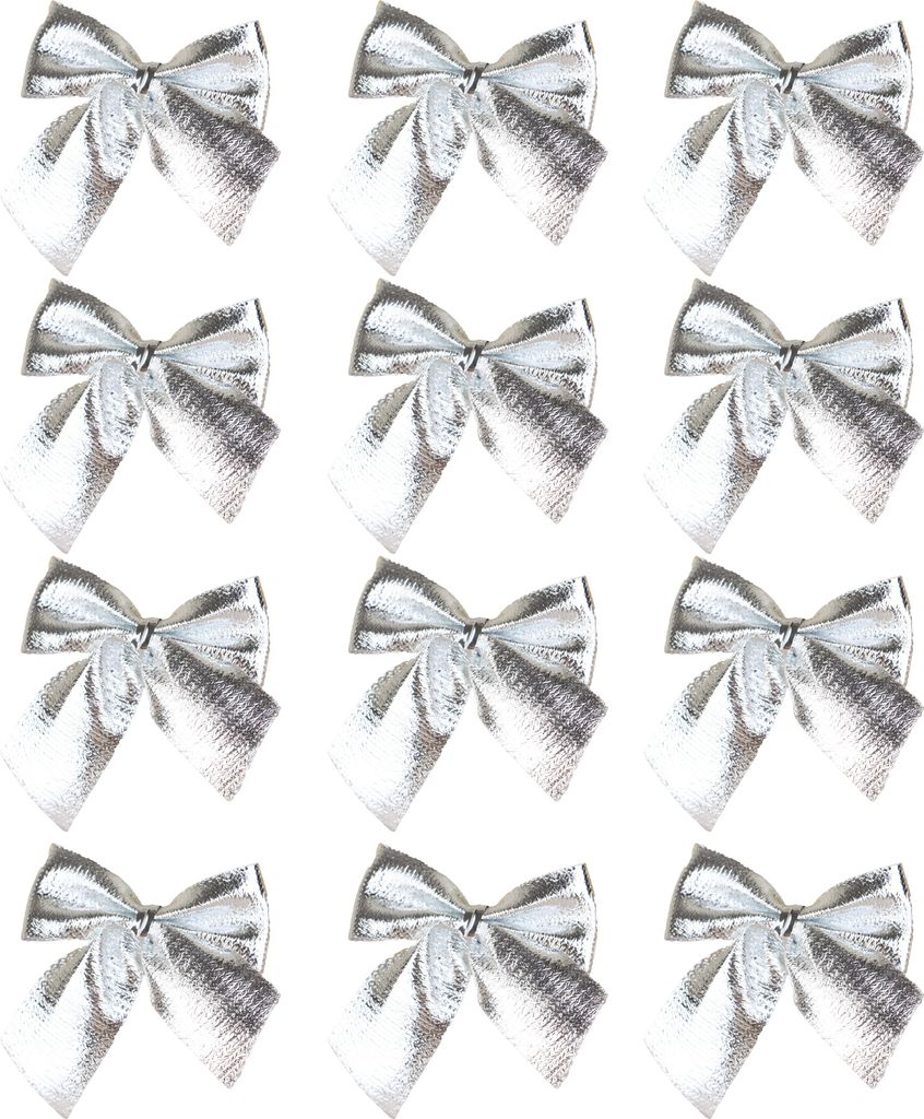 12pcs/Pack Weihnachtsbögen Ornamente Golden Silver Rot Bogen Weihnachtsbaumdekoration für Heimfestival-Silber