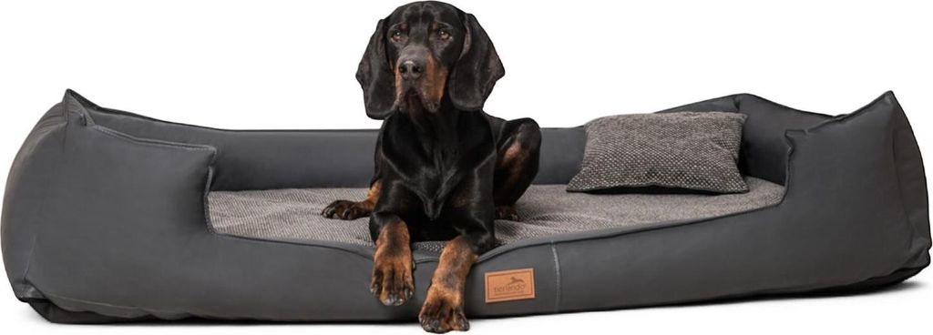 tierlando Nonplusultra LINUS orthopädisches Hundebett Visco PLUS Kunstleder - Größe: 110x90cm | Farbe: 02 Graphit