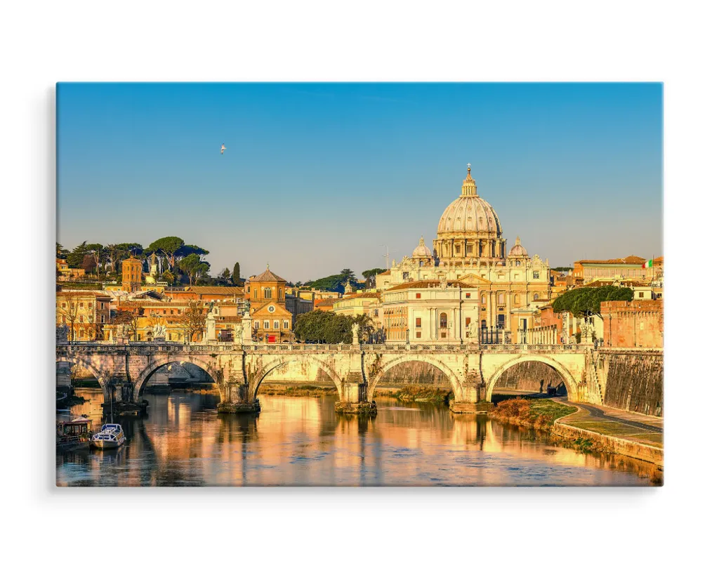 Décoration Murale Rome - Impression d'Art sur Toile 70x50 cm Pont Tibre