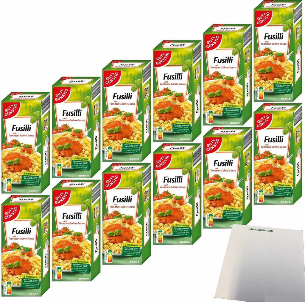 Gut & Günstig Fusilli mit Tomaten-Sahne-Sauce 12er Pack Produktbild 