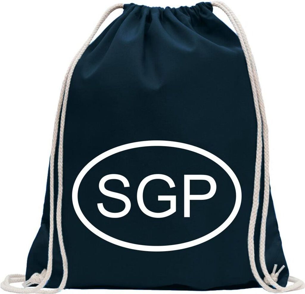 Kiwistar - Turnbeutel - dunkelblau - Singapur SGP - Fun Rucksack Sport Beutel Gymsack Baumwolle mit Ziehgurt