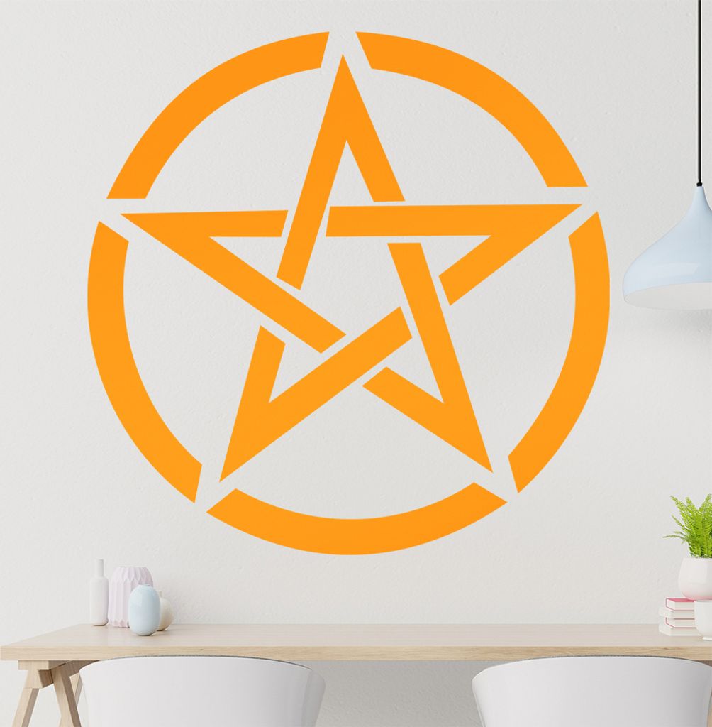 Pentagram im Kreis Wandtattoo in 6 Größen - Wandaufkleber Wall Sticker - Dekoration, Küche, Wohnzimmer, Schlafzimmer, Badezimmer